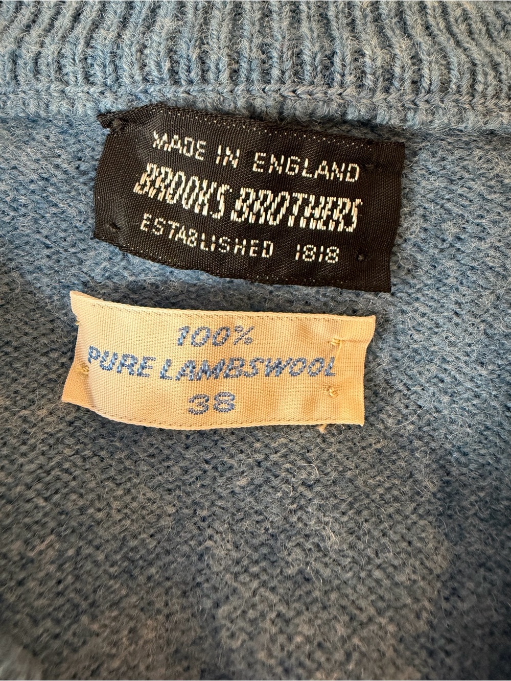 100% Lambswool Vtg Brooks Brothers Sweater Vest Blue Made England Size 38 unisex - Picture 3 of 8